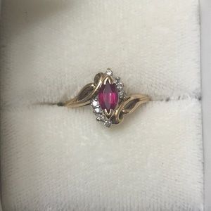 14k Gold Ruby & Diamond Ring Size 7